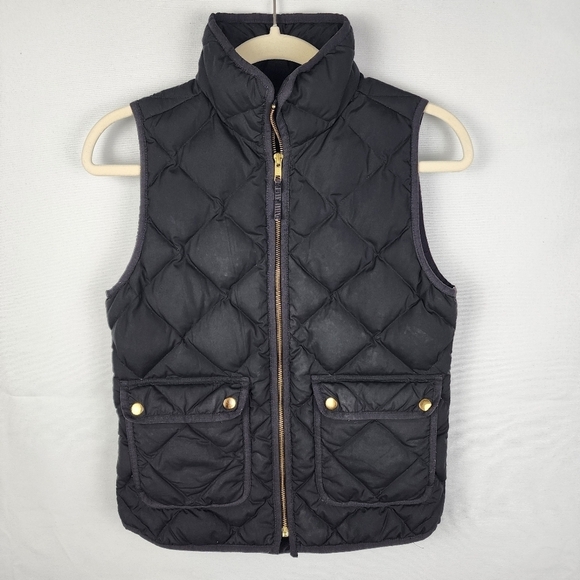 J Crew Black Quilted Puffer Vest with Down and Feather Filling Size XXS - Picture 2 of 7